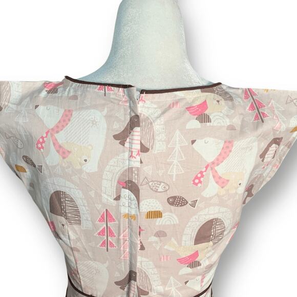 Retrolicious Penguin Polar Bear Igloo Print Fit And Flare Mini Dress Pink Small - Picture 7 of 14